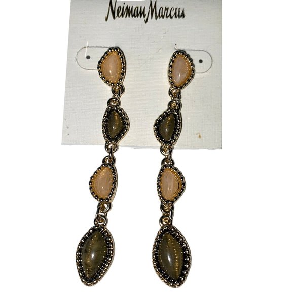 Neiman Marcus Gold Dangling Stone Earrings - Picture 1 of 8